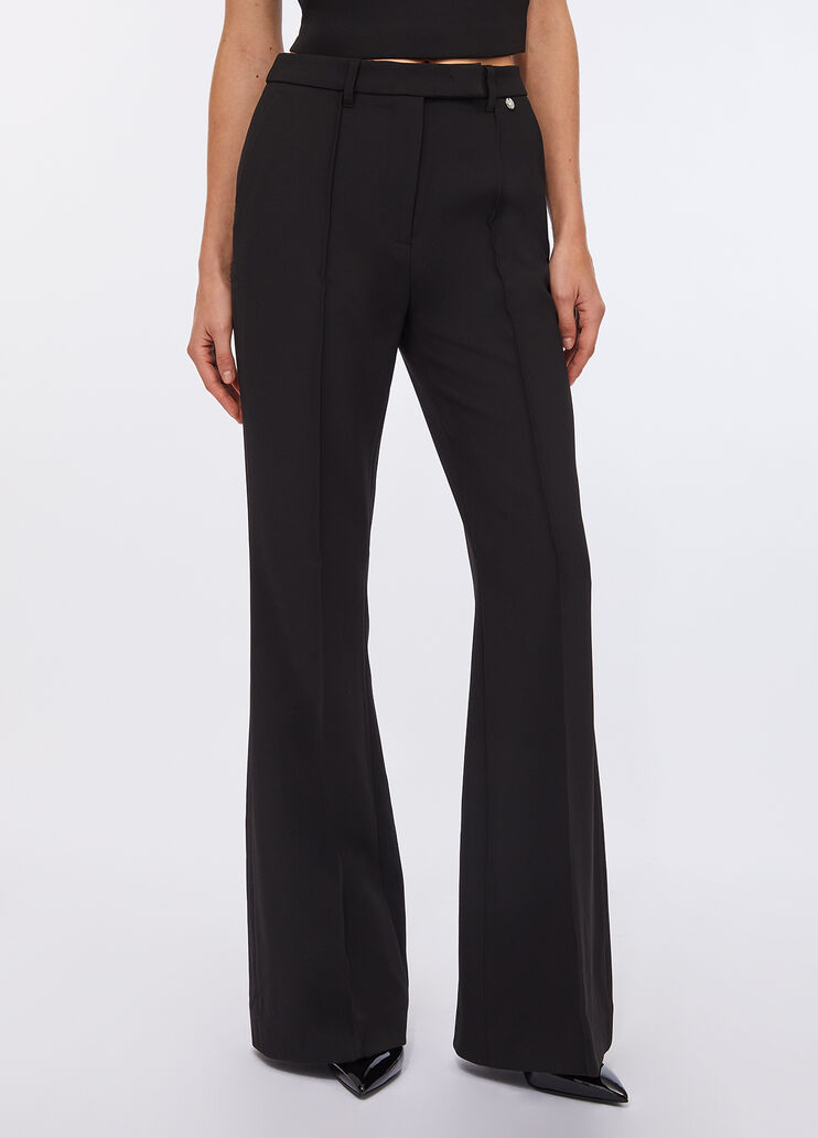 Pantalon évasé en cady noir Liu Jo - large image number 0 Pantalon évasé en cady noir Liu Jo - large image number 0