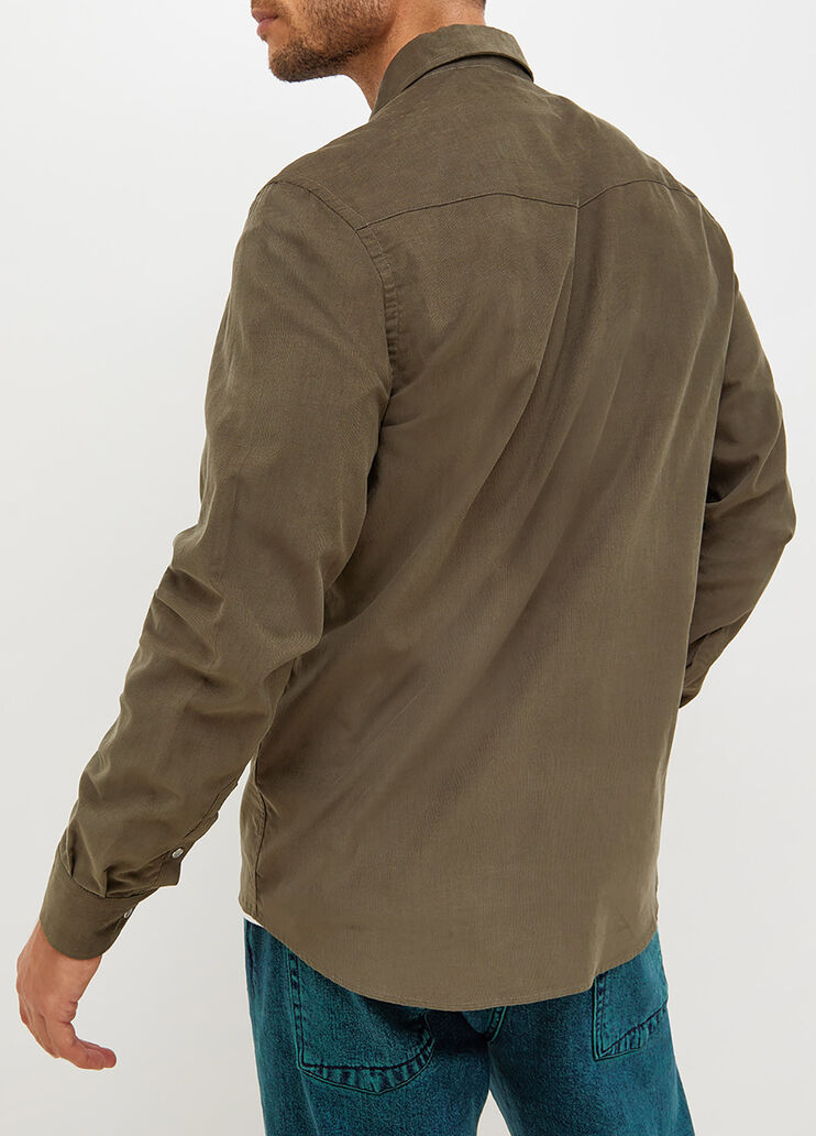 Chemise coupe régulière en velours vert militaire Liu Jo - large image number 1