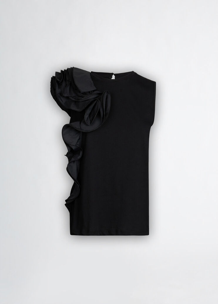 Black T-shirt with flounced detailing black Liu Jo - large image number 6 Black T-shirt with flounced detailing black Liu Jo - large image number 6