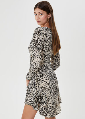 Lui Jo Animal print Mini Dress - Small Brown Polyester Blend