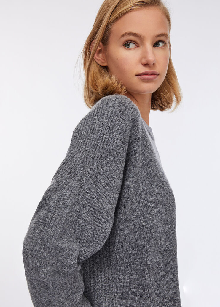 100% wool jumper with bejewelled embroidery grey Liu Jo - large image number 3