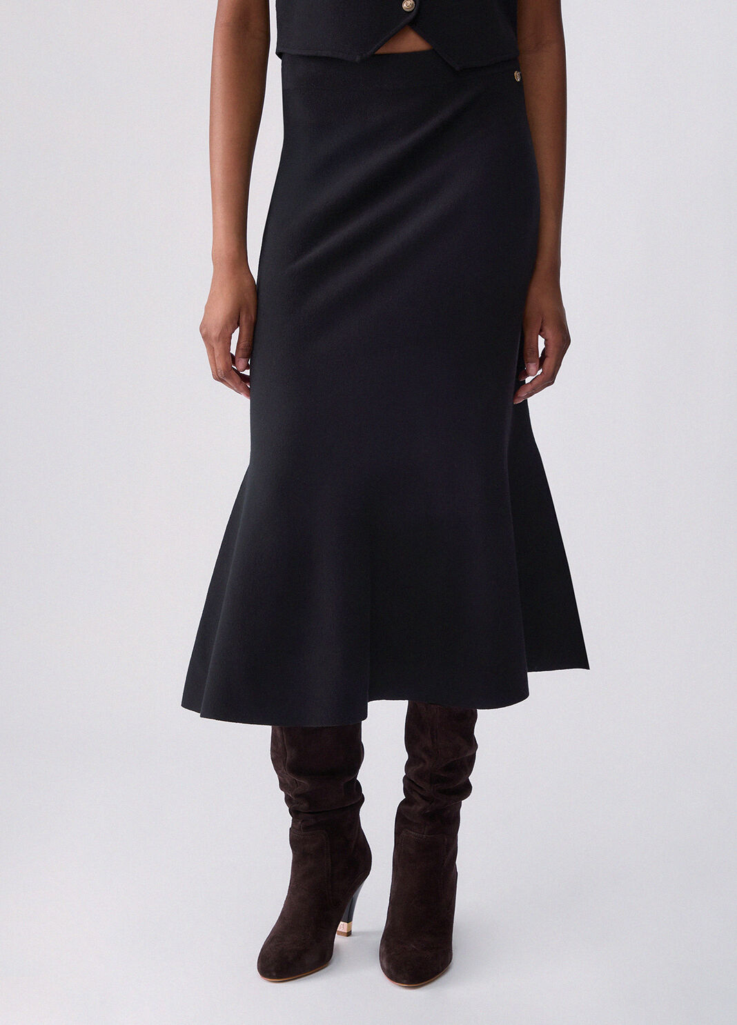 Jupe Midi en Maille noir Liu Jo - large image number 0