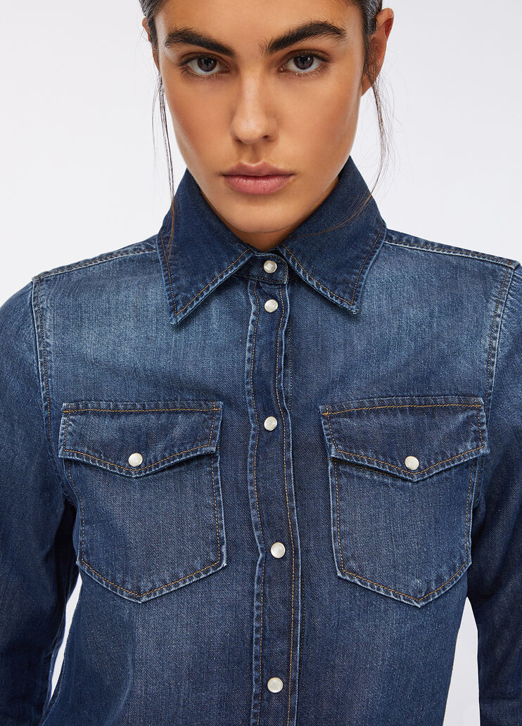 Hemd aus Denim mit Spitze Dunkles Denimblau Liu Jo - large image number 2