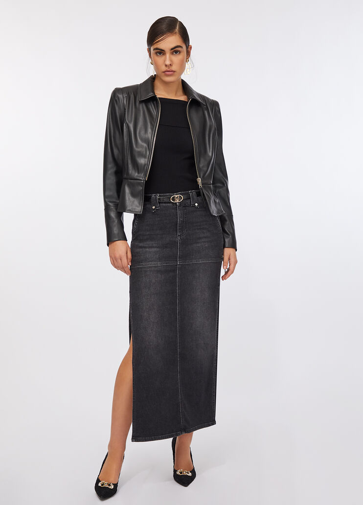 Chaqueta slim-fit en acabado encerado negro Liu Jo - large image number 5