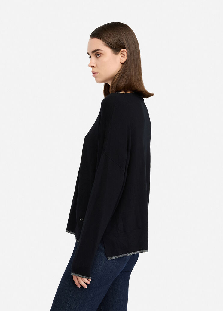 Джемпер с люрексом&reg; черный Liu Jo - large image number 3