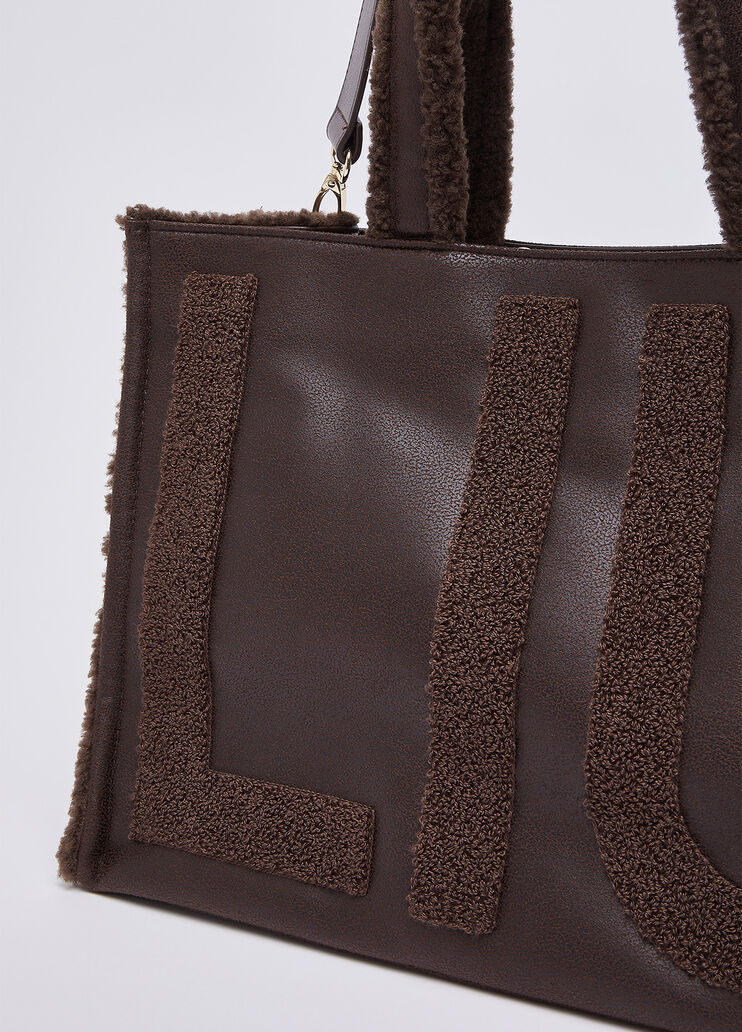 Large tote bag with logo dark brown Liu Jo - medium