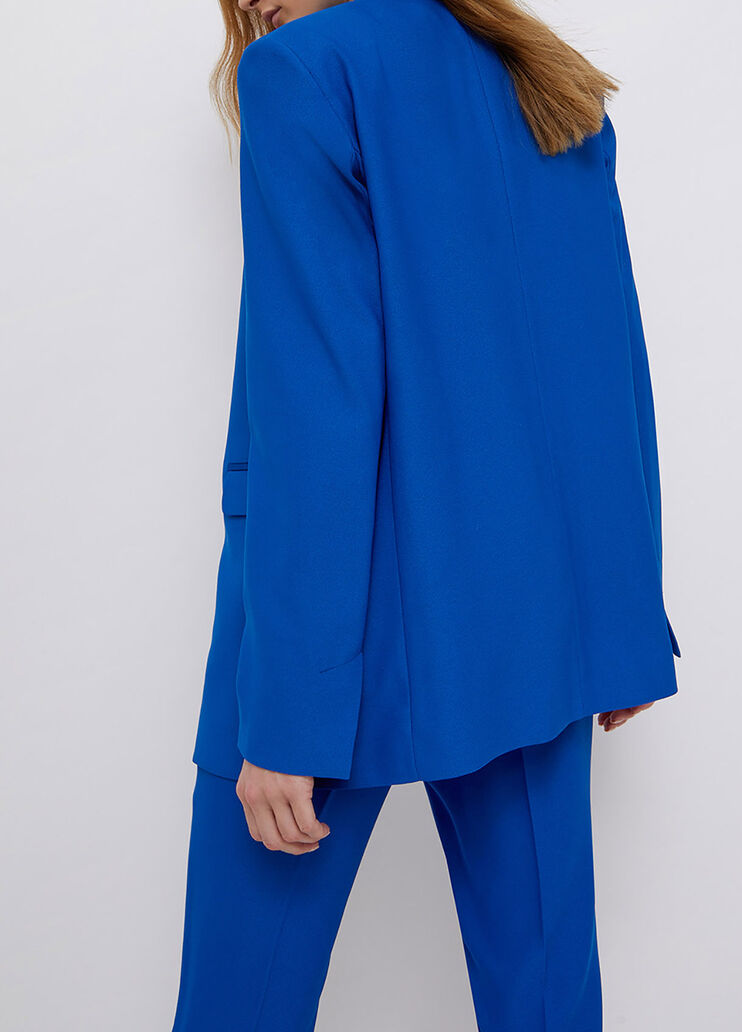 Blazer long en envers satin bleu foncé Liu Jo - large image number 1 Blazer long en envers satin bleu foncé Liu Jo - large image number 1