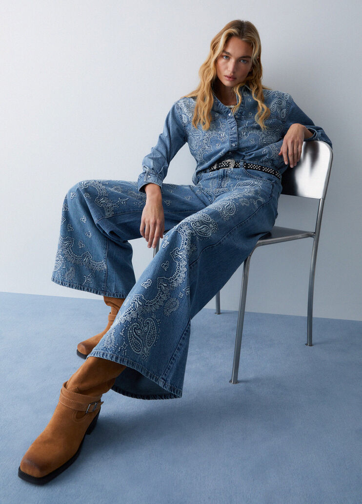 Flared jeans with embroidery blue denim Liu Jo - medium