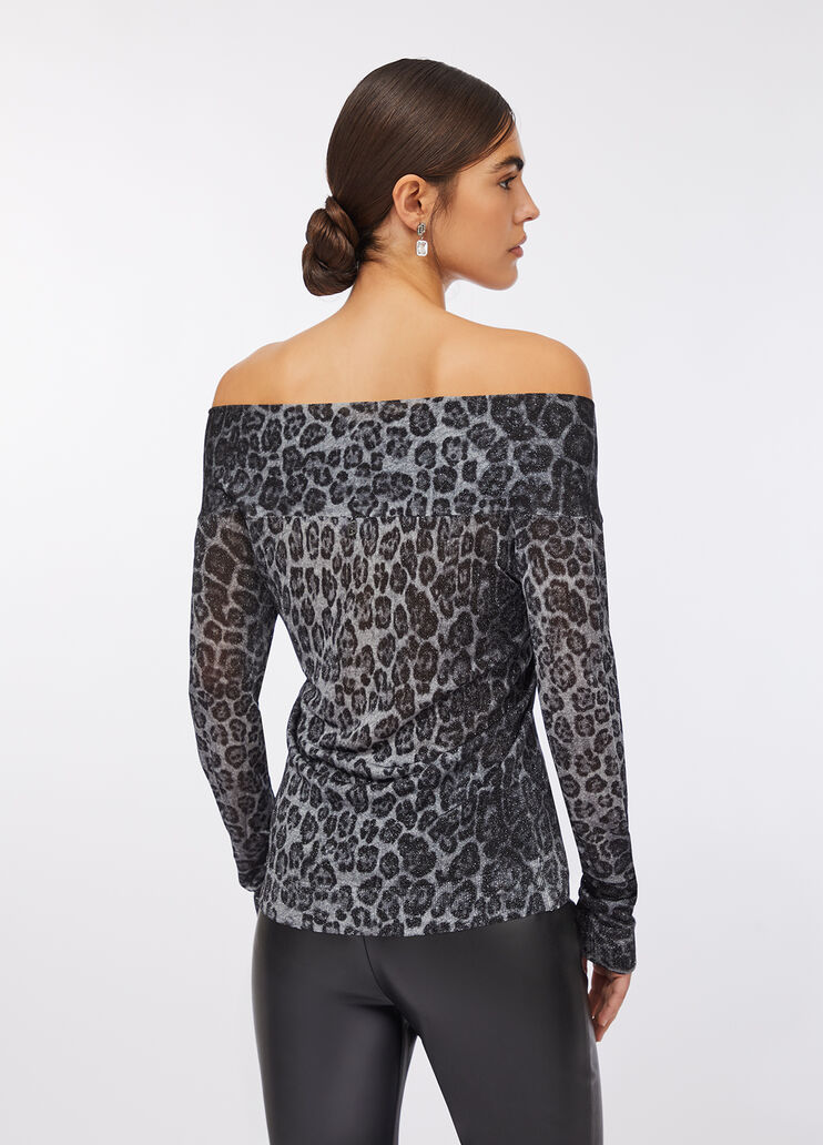 Pull à encolure en V animalier gris Liu Jo - large image number 1