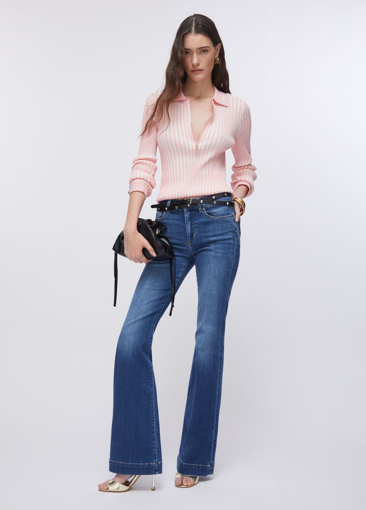 Bootcut-Jeans mit hohem Bund Dunkles Denimblau Liu Jo - large image number 5