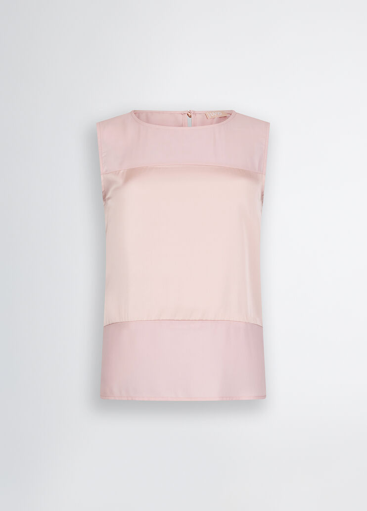 Georgette and satin top light pink Liu Jo - large image number 6 Georgette and satin top light pink Liu Jo - large image number 6