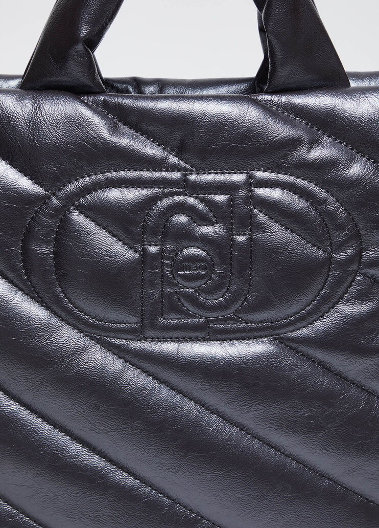 Großer Shopper aus glänzendem Matelassé grau Liu Jo - large image number 3 Großer Shopper aus glänzendem Matelassé grau Liu Jo - large image number 3