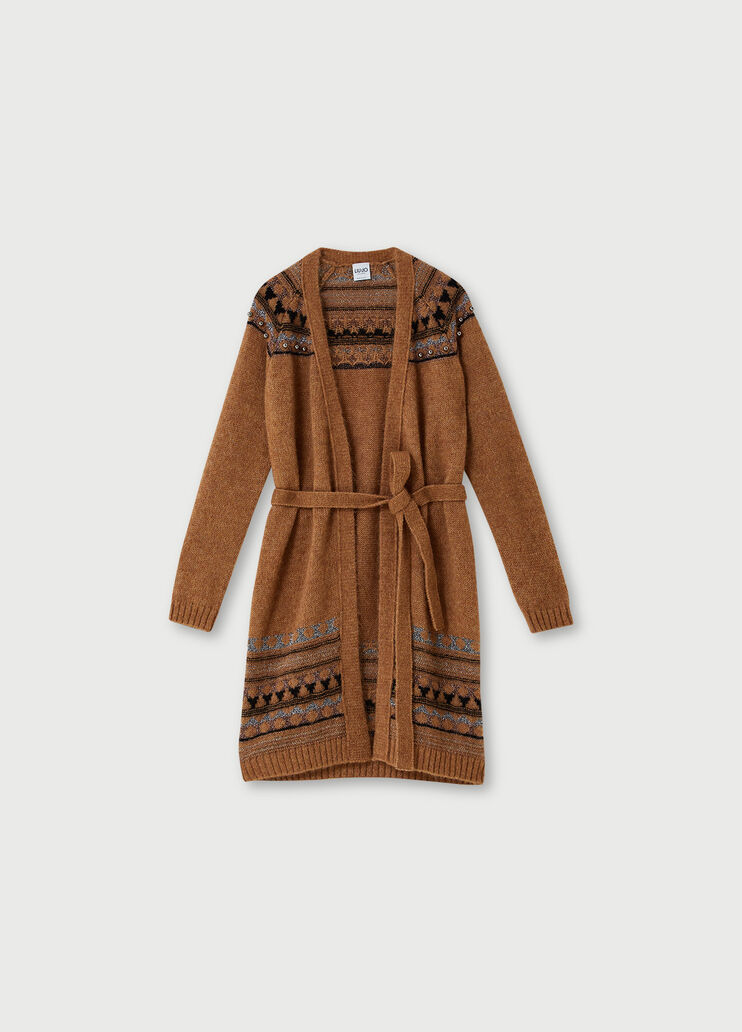 Jacquard cardigan Camel Liu Jo - large image number 4 Jacquard cardigan Camel Liu Jo - large image number 4