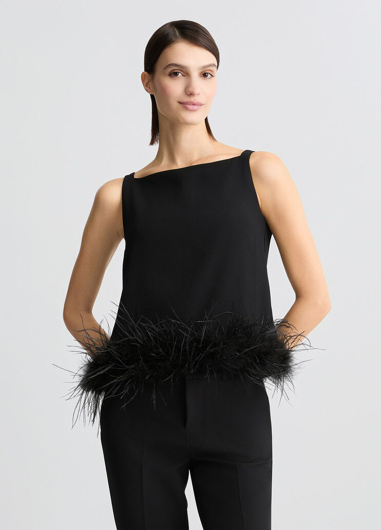 Black top with feathers black Liu Jo - large image number 0 Black top with feathers black Liu Jo - large image number 0