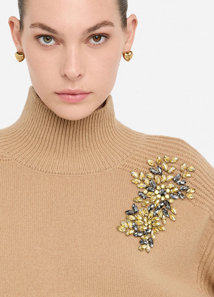 Pull 100 % laine avec broderies bijoux beige Liu Jo - medium Pull 100 % laine avec broderies bijoux beige Liu Jo - medium