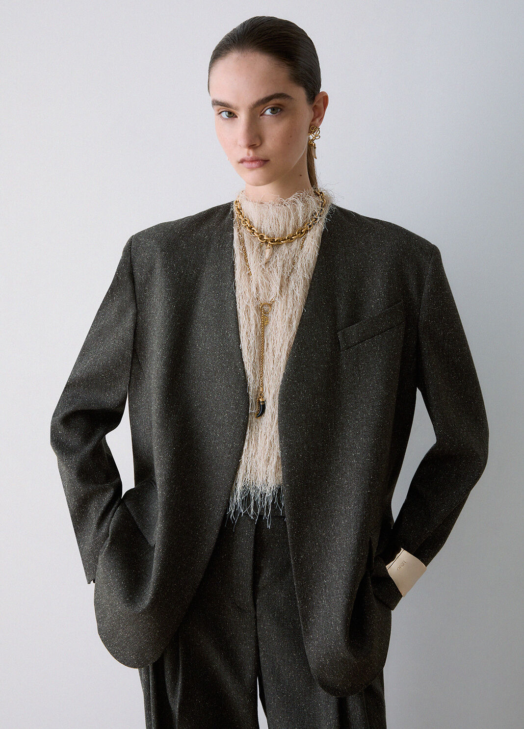Tweed jacket with belt dark green Liu Jo - large image number 2
