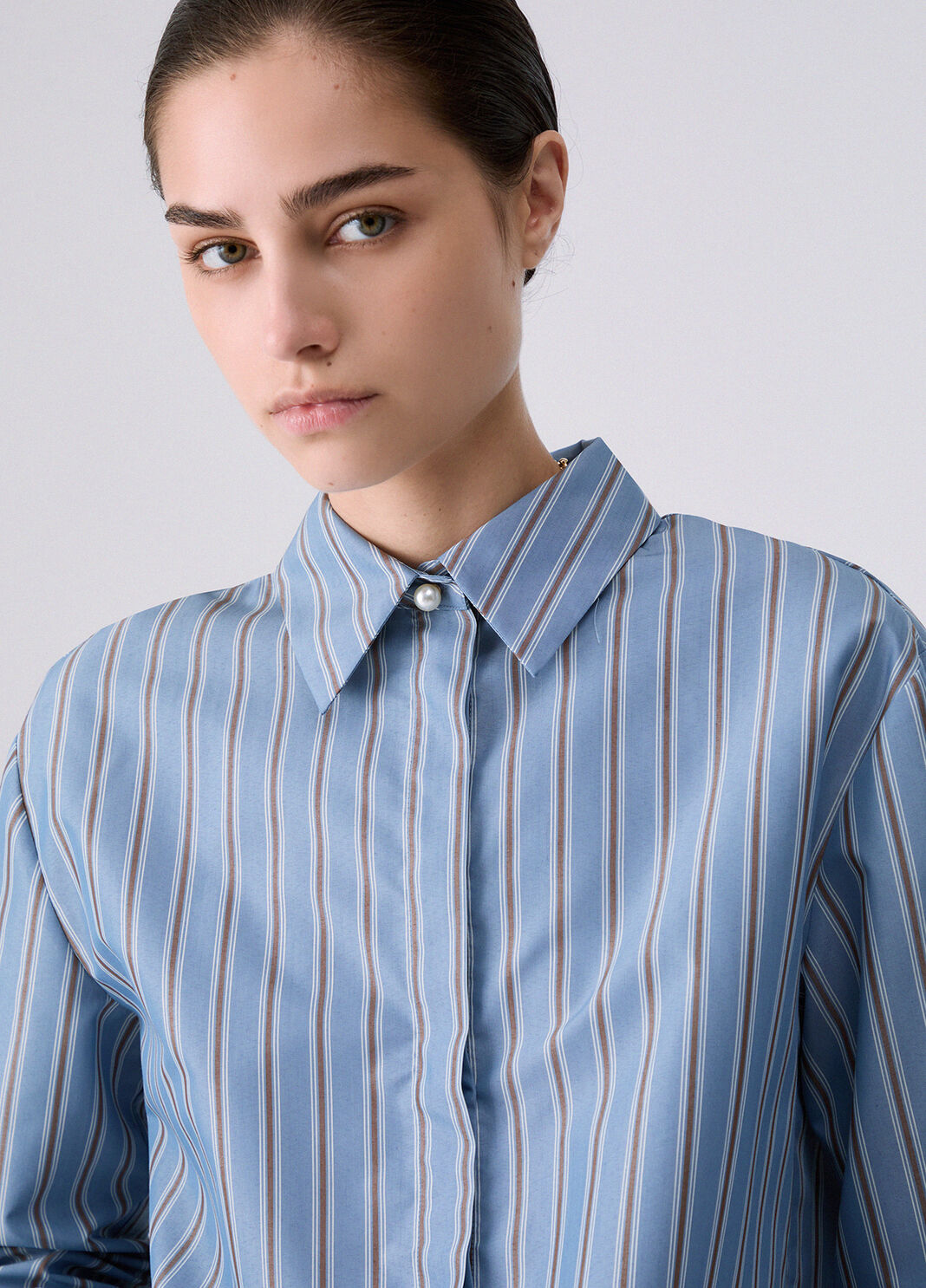 Shirt with lace insert light blue Liu Jo - large image number 4
