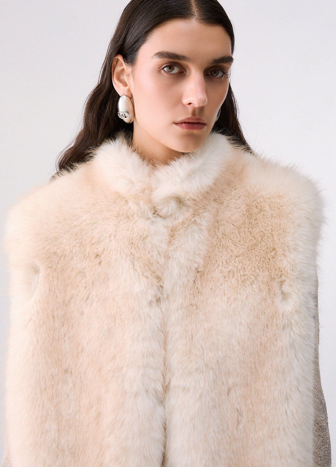 Faux Fur Vest with Belt cream Liu Jo - large image number 4