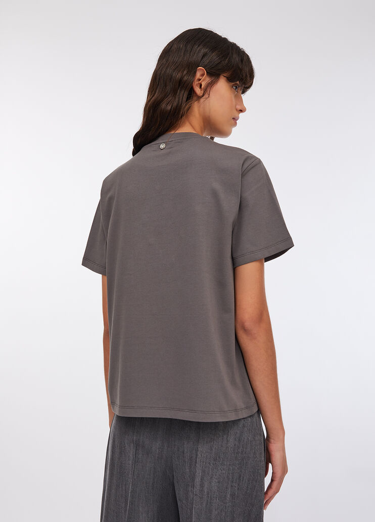 T-shirt with pearls and rhinestones grey Liu Jo - large image number 1