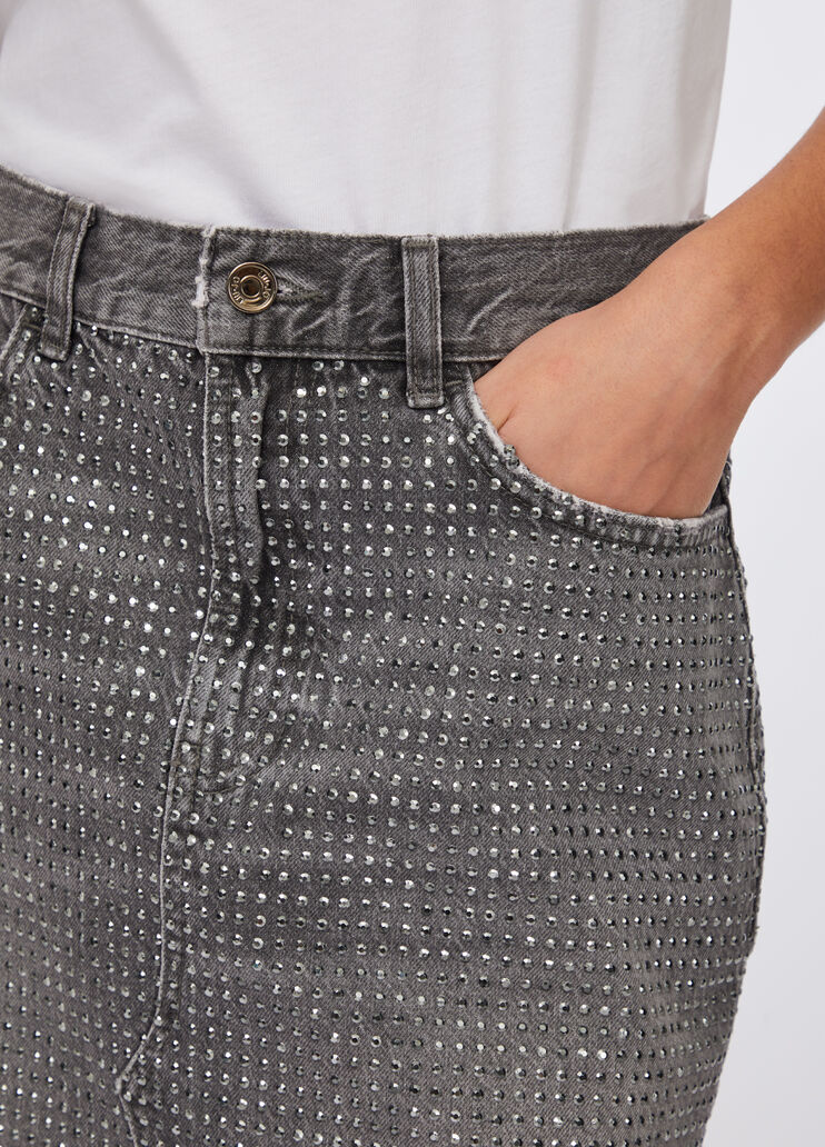 Minijupe en toile denim avec clous denim gris Liu Jo - large image number 4