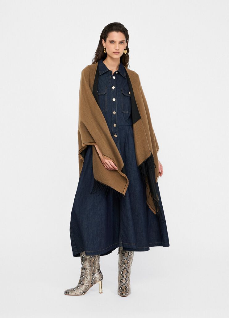 Poncho mit Logo und Fransen Camel Liu Jo - large image number 5 Poncho mit Logo und Fransen Camel Liu Jo - large image number 5
