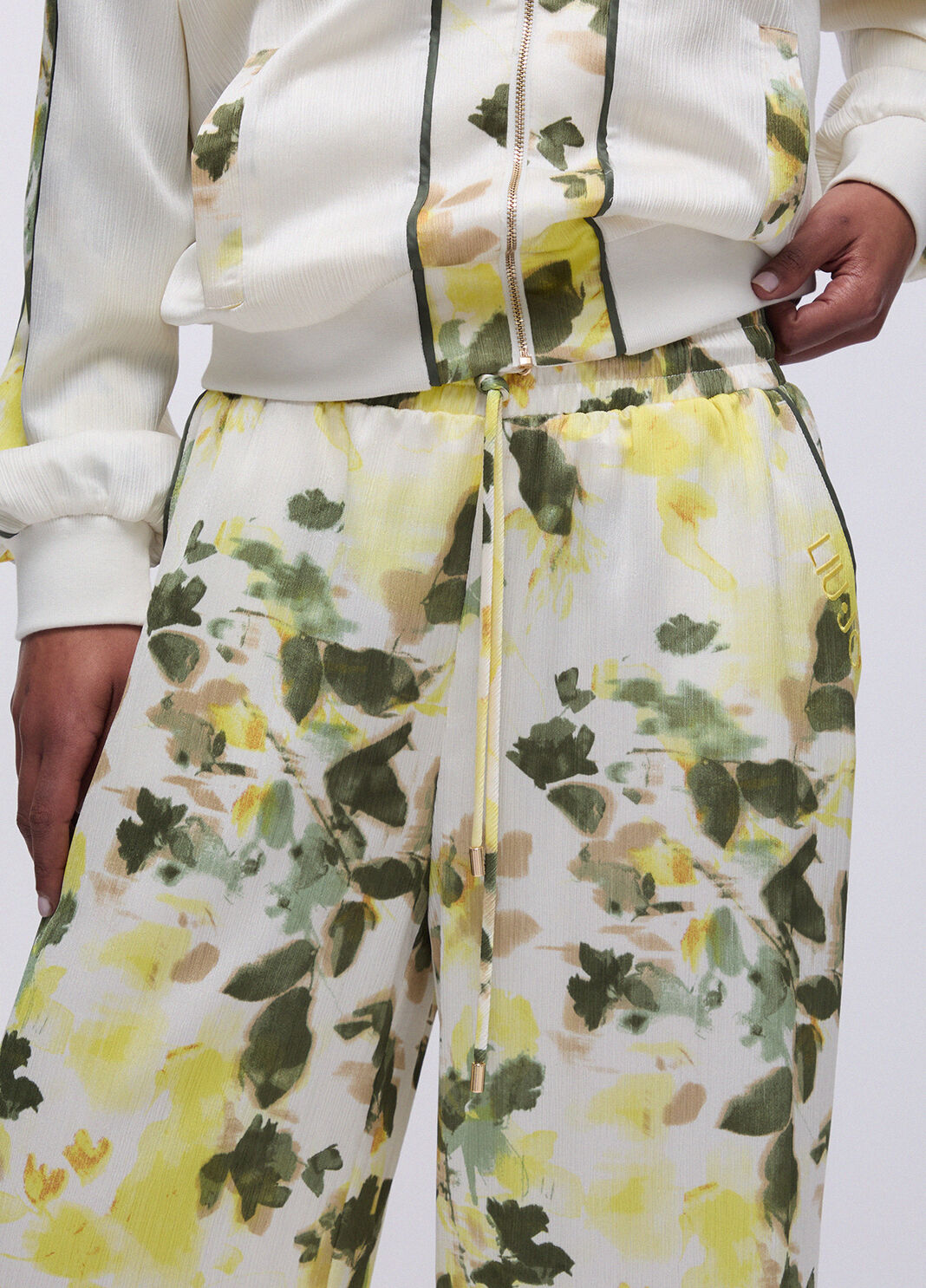 Printed satin trousers white/green Liu Jo - large image number 4