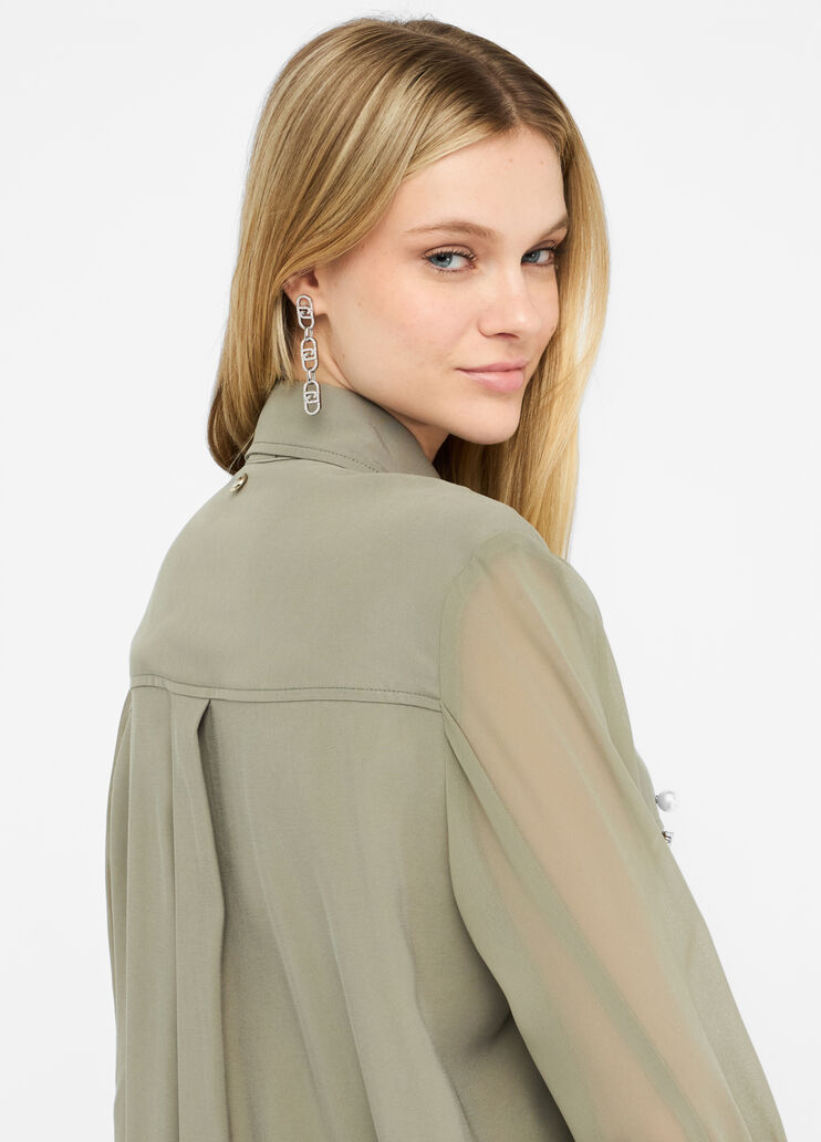 Gabardine overshirt jacket asparagus Liu Jo - large image number 4 Gabardine overshirt jacket asparagus Liu Jo - large image number 4