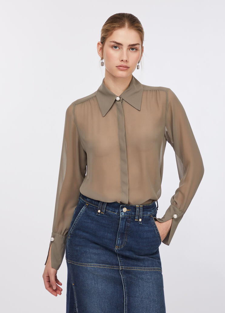 Рубашка с жемчужинами спаржевый Liu Jo - medium