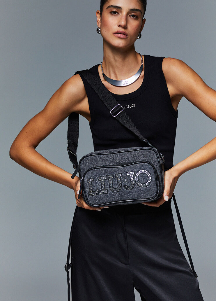 Medium crossbody bag with logo grey denim Liu Jo - medium