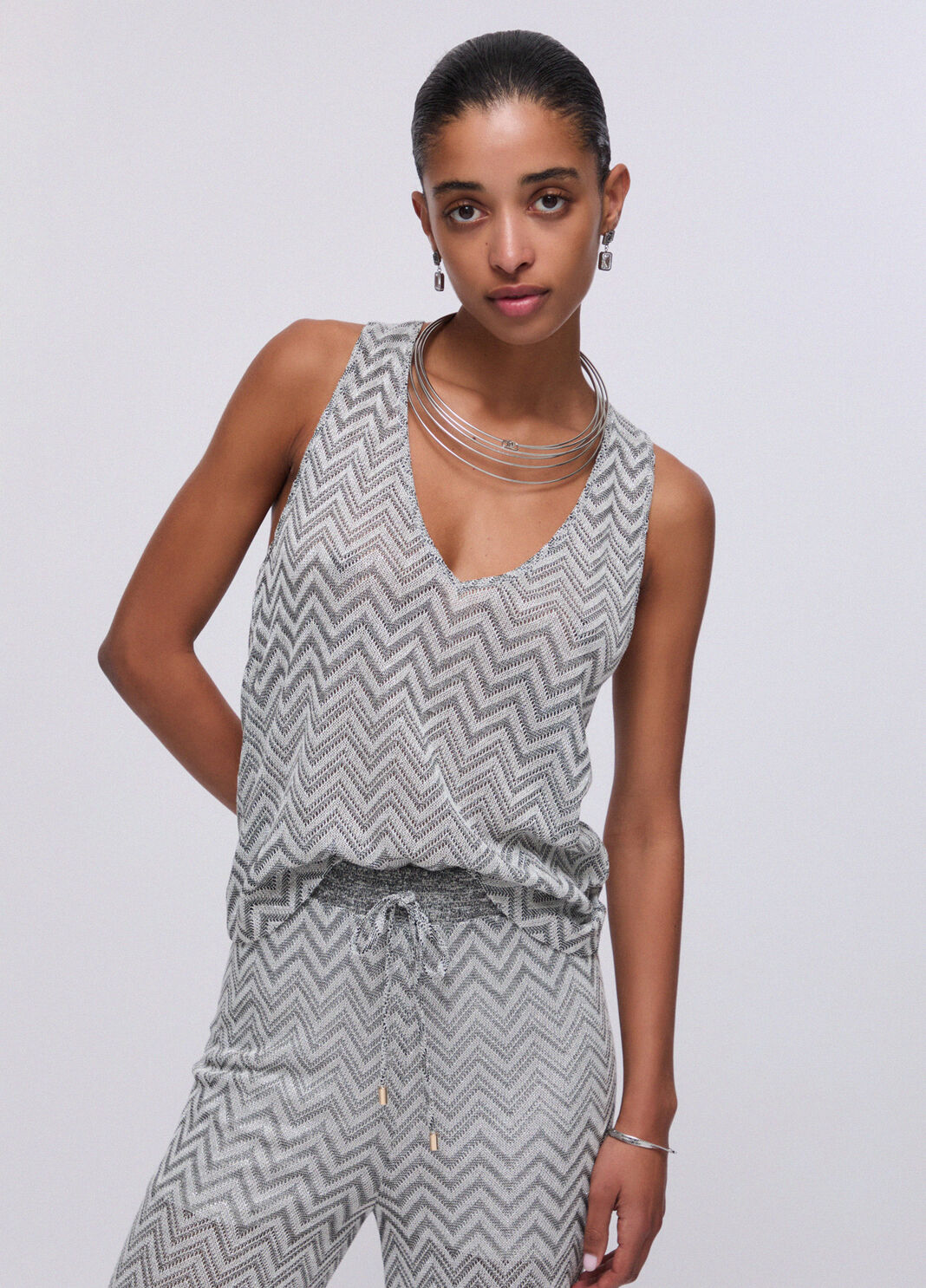 Chevron knit top grey Liu Jo - large image number 0