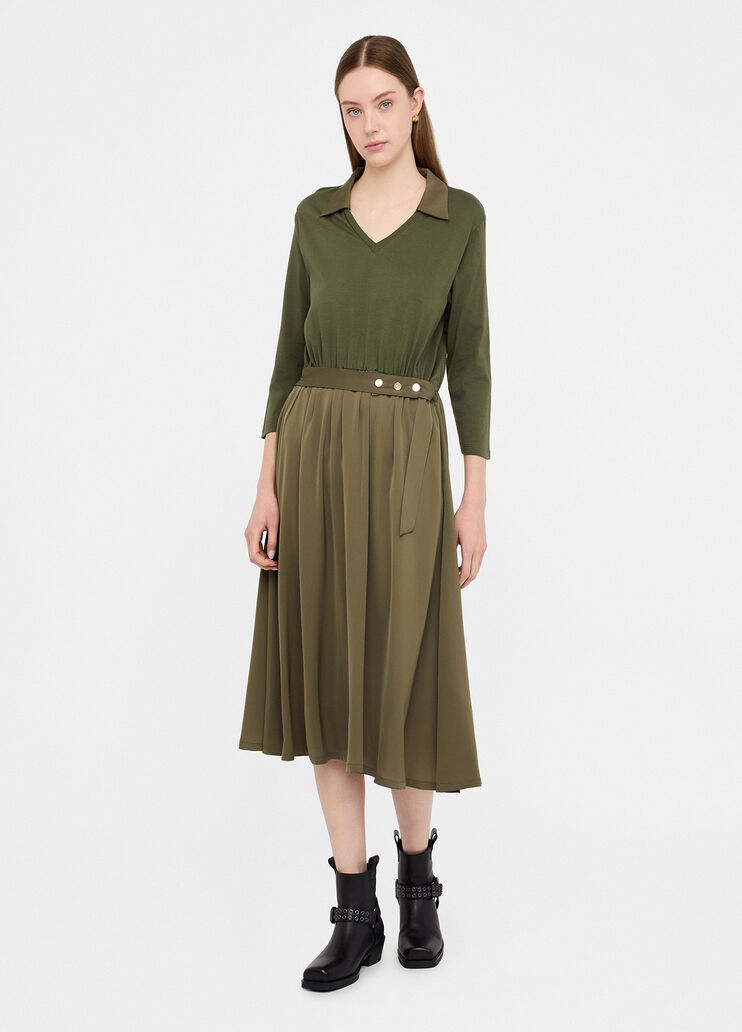 Midi dress with belt military green Liu Jo - large image number 3