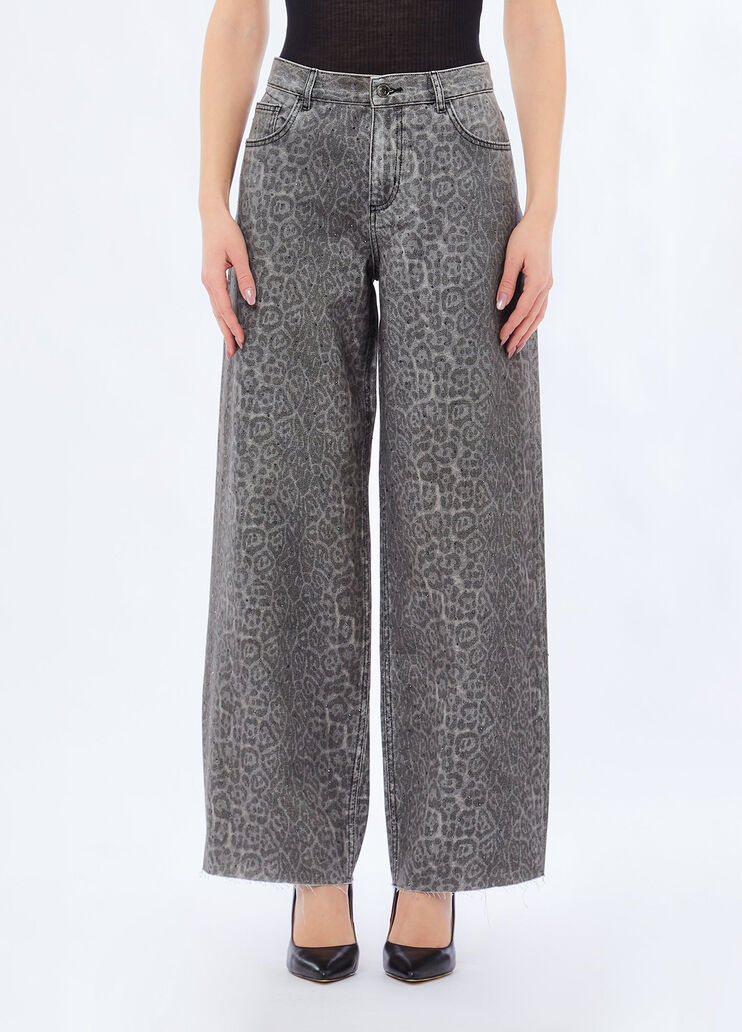 Pantaloni flare con stampa grigio animalier Liu Jo - medium