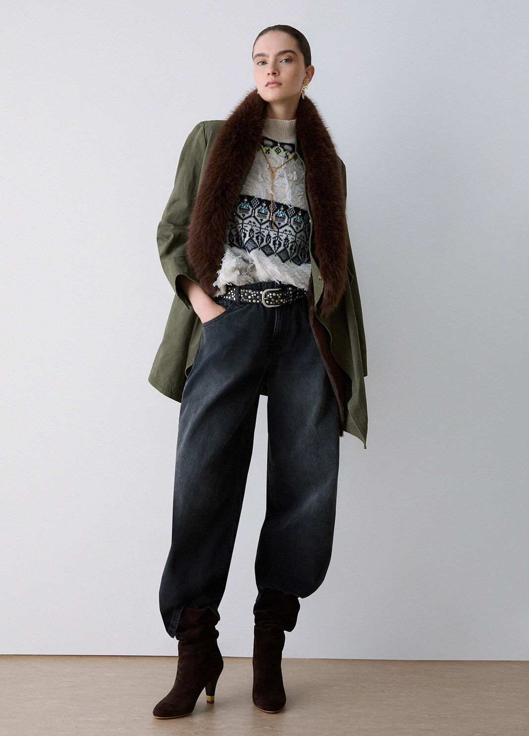 Parka with removable faux fur green Liu Jo - large image number 2