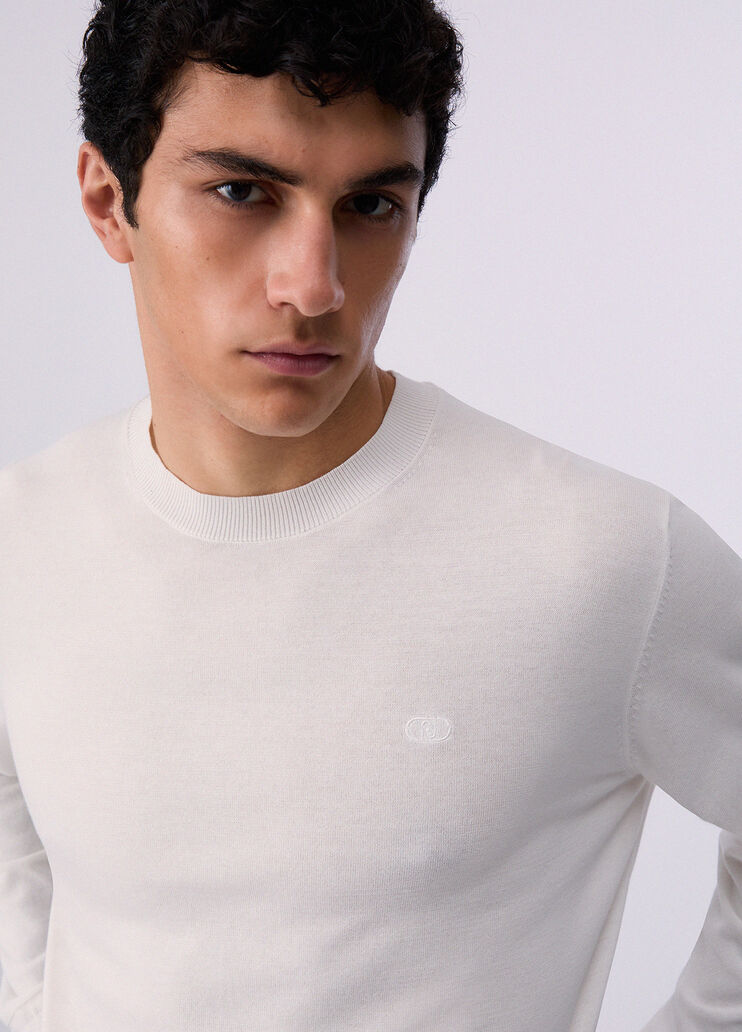 Pull en cr&ecirc;pe de coton blanc Liu Jo - medium