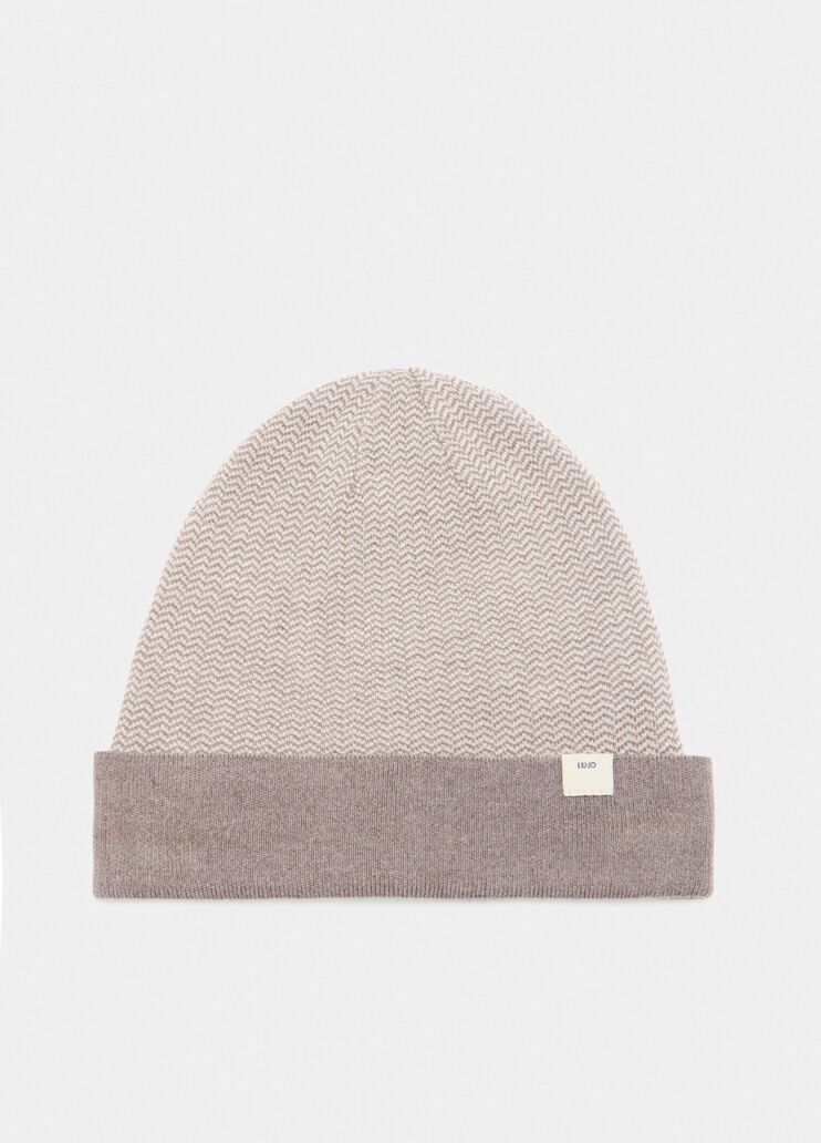 Beanie-Mütze aus Chevron-Wolle Beige Liu Jo - medium Beanie-Mütze aus Chevron-Wolle Beige Liu Jo - medium