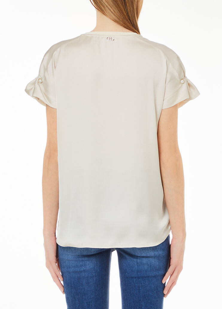 T-shirt with pearls light beige Liu Jo - medium T-shirt with pearls light beige Liu Jo - medium