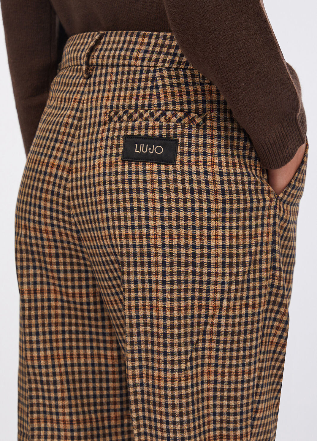 Chequered trousers with darts beige Liu Jo - large image number 3