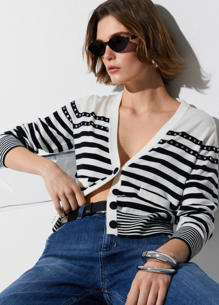 Gestreifter Cardigan schwarz Liu Jo - medium