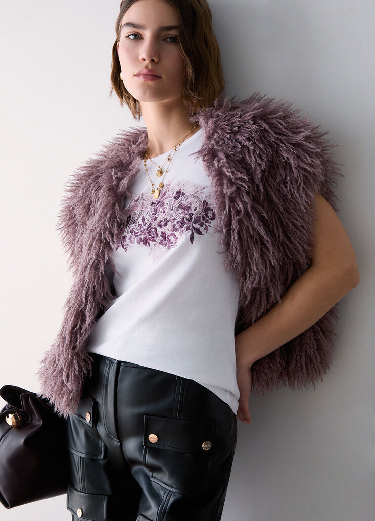 Logo T-shirt white/purple Liu Jo - medium