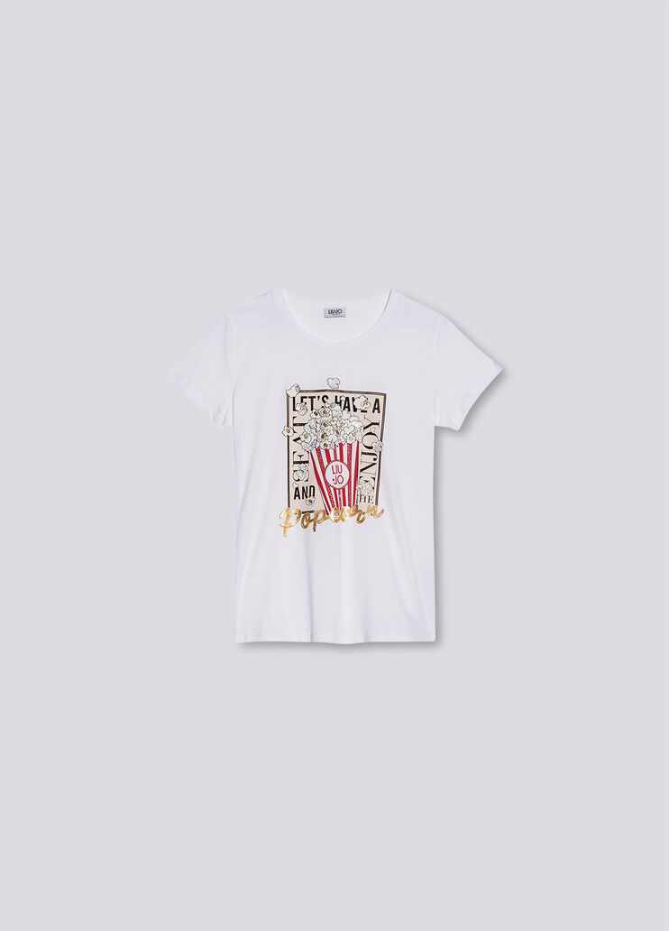 T-shirt with print and appliqués white/pop-corn Liu Jo - large image number 4 T-shirt with print and appliqués white/pop-corn Liu Jo - large image number 4