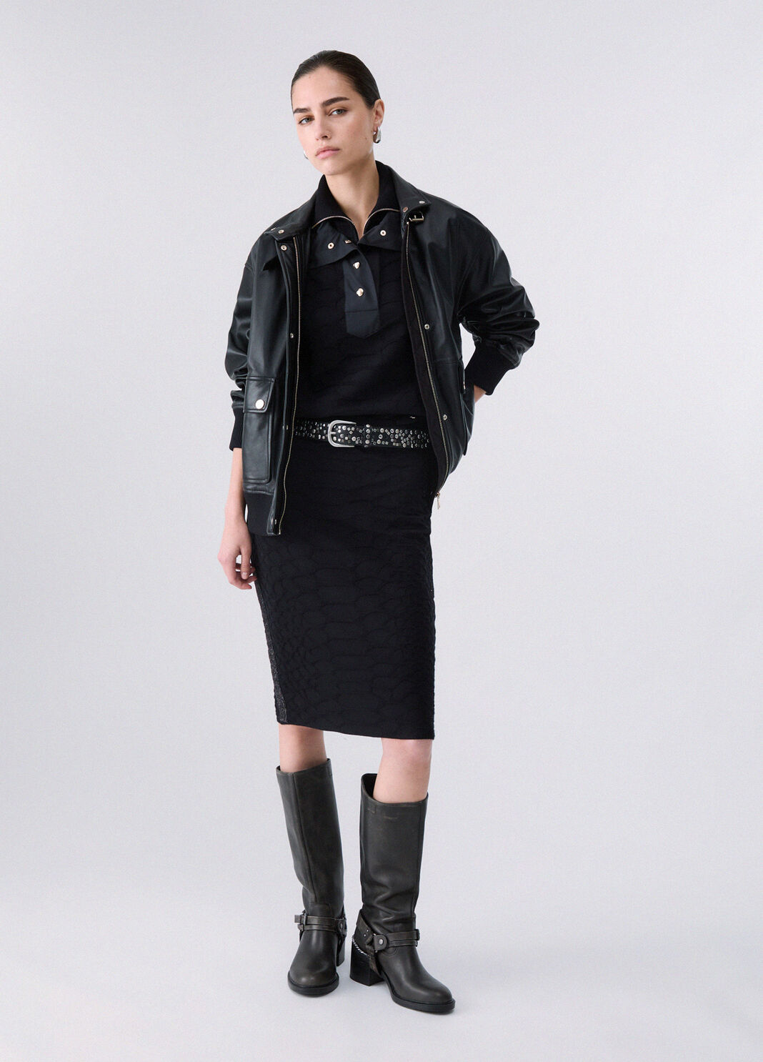 Jupe Midi en Maille Jacquard noir Liu Jo - large image number 5