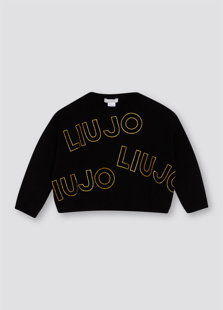 Pull noir avec logo noir Liu Jo - large image number 0 Pull noir avec logo noir Liu Jo - large image number 0