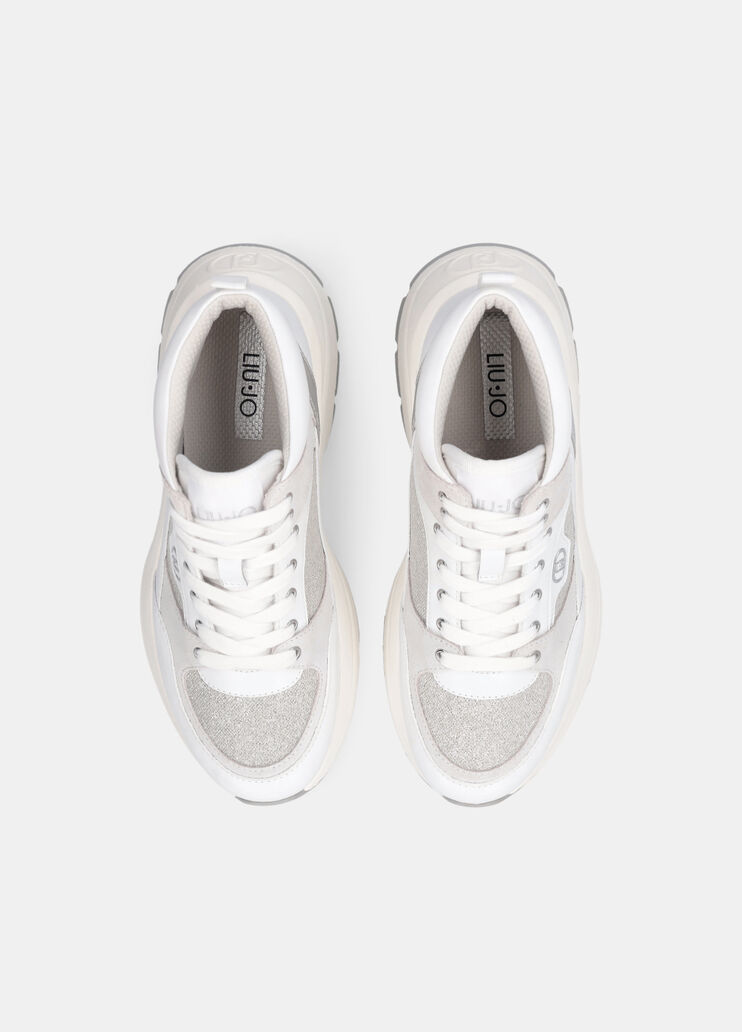 Glittery mesh mid-top sneakers white Liu Jo - large image number 4 Glittery mesh mid-top sneakers white Liu Jo - large image number 4