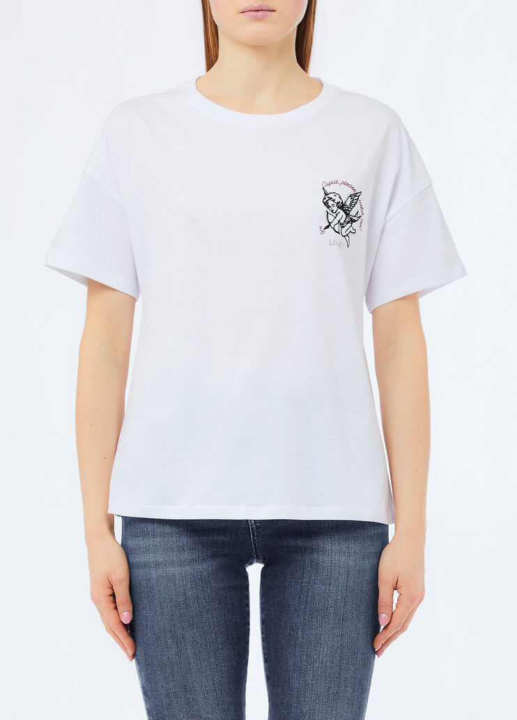 T-Shirt mit Stickerei und Strass Wei&szlig; Liu Jo - medium