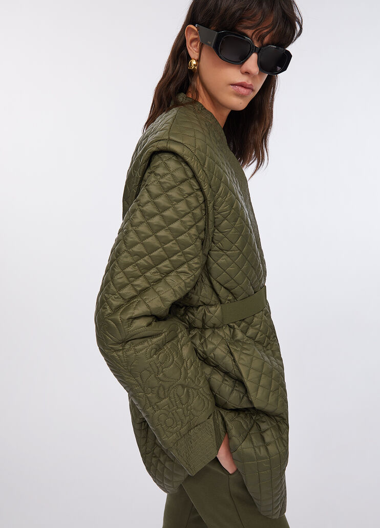 Quilted nylon coat with belt olive green Liu Jo - medium