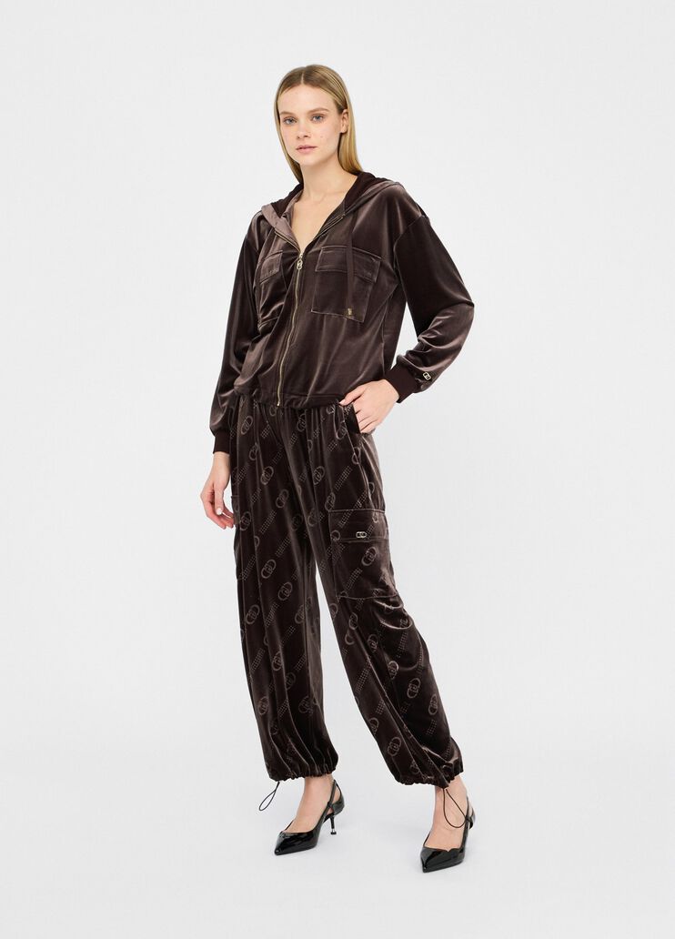 Sweat-shirt en chenille avec capuche chocolat Liu Jo - large image number 5