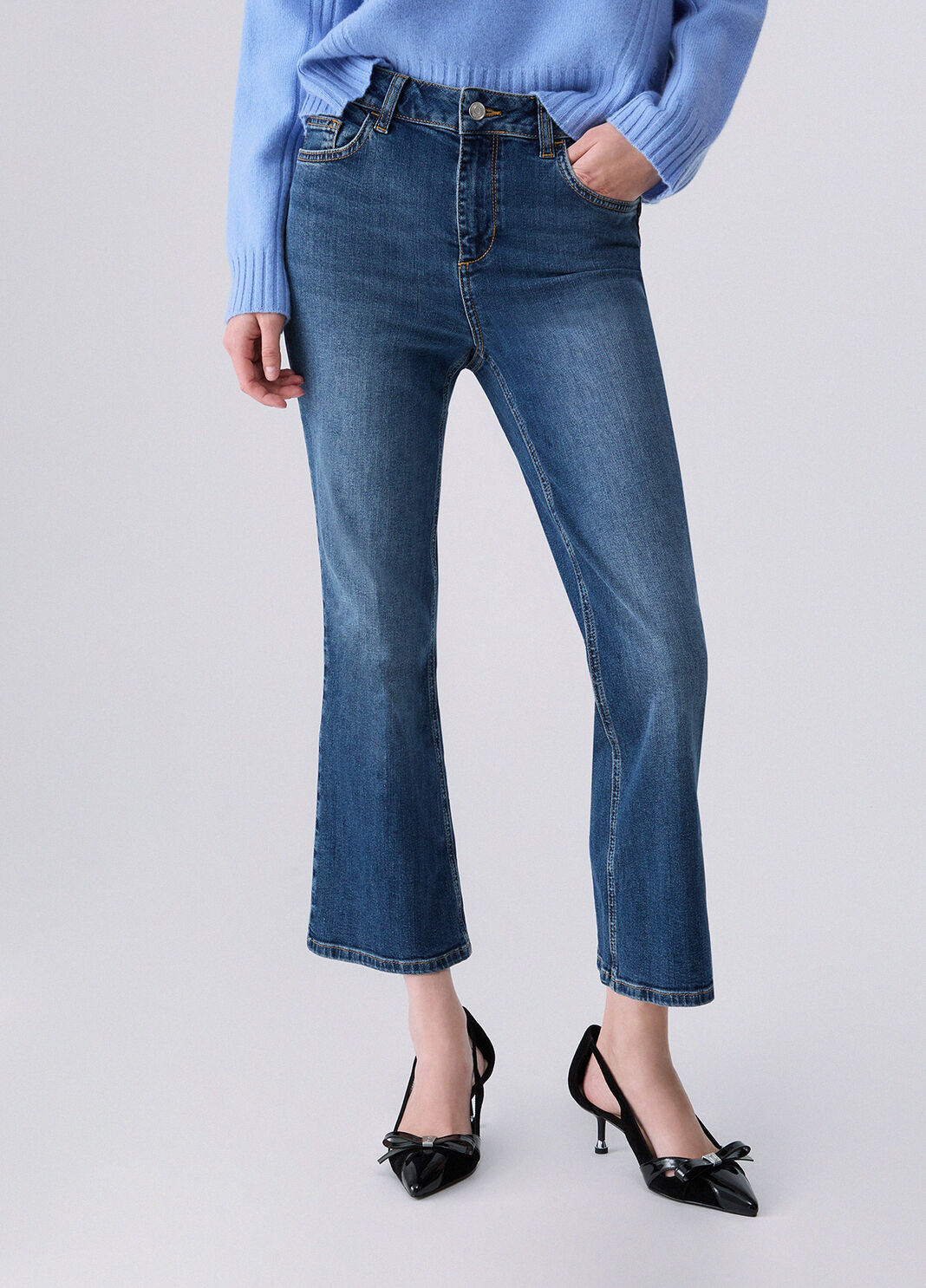 Jeans bootcut con strass denim blu Liu Jo - large image number 0