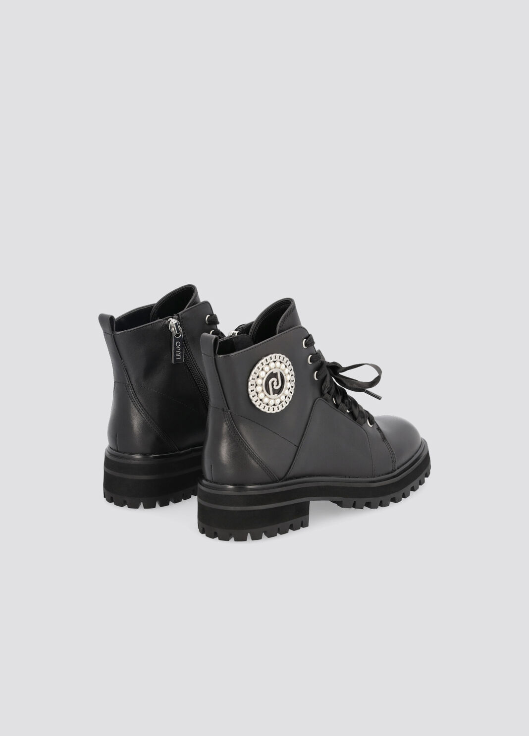 Schn&uuml;rstiefelette aus Leder Schwarz Liu Jo - large image number 1