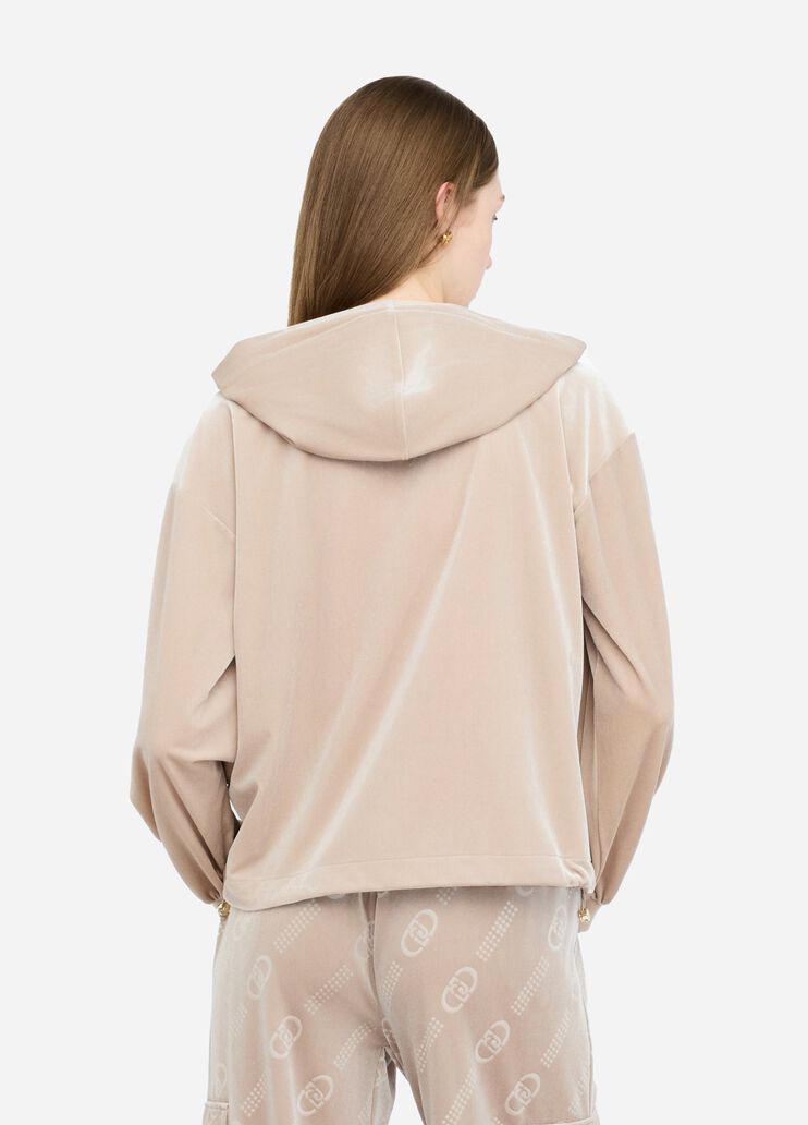 Chenille hoodie champagne Liu Jo - large image number 1 Chenille hoodie champagne Liu Jo - large image number 1