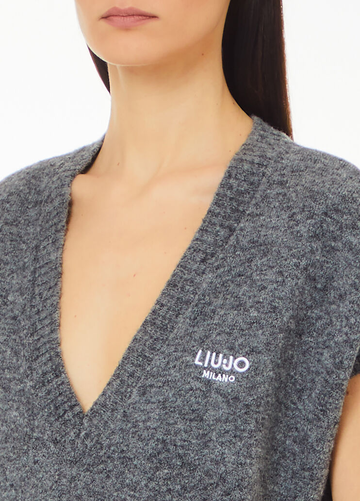 Knit vest with logo grey Liu Jo - large image number 2